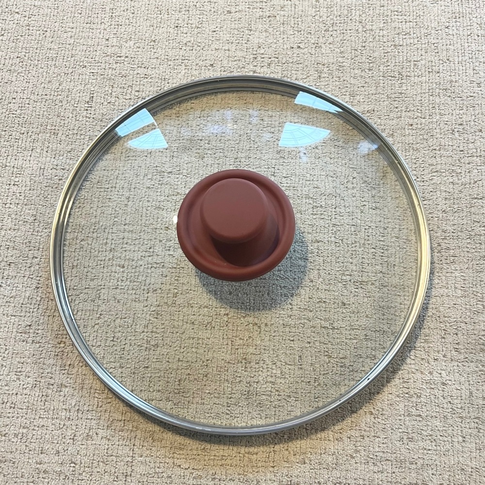 Green Life Tempered Glass Replacement Lid with Red Silicone Knob 9.5 Inch Clear